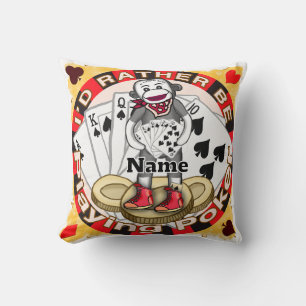 Sock Monkey poker Throw Pillow