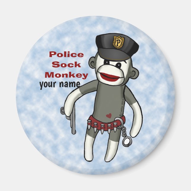 Sock Monkey Police magnet (Front)