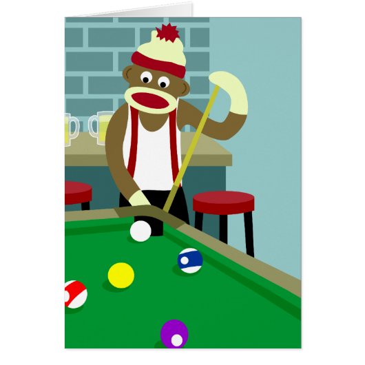 Sock Monkey Pool Billiards Player Cards (Front)