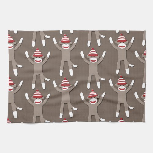 Sock Monkey Print Kitchen Towel