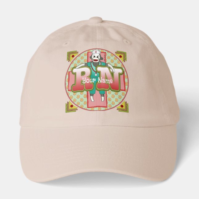 Sock Monkey RN Nurse Hat (Front)