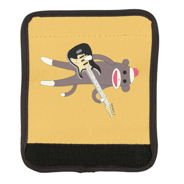 Sock Monkey Rocks w/ Electric Guitar Luggage Handle Wrap (Front)