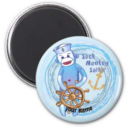 Sock Monkey Sailor custom name Magnet