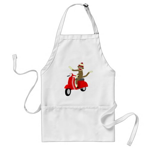 Sock Monkey Scooter Adult Apron