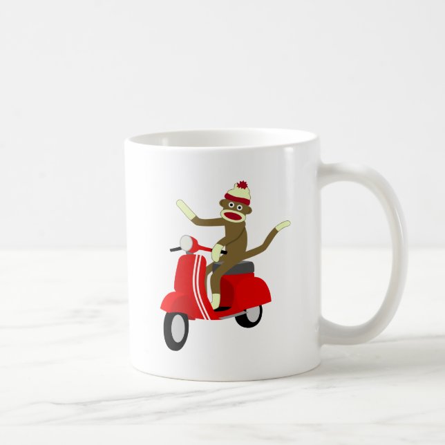 Sock Monkey Scooter Coffee Mug (Right)