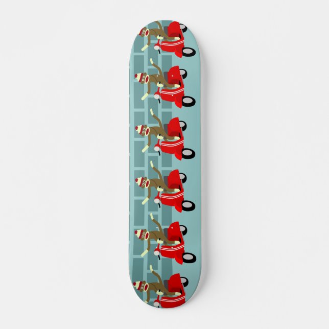 Sock Monkey Scooter Skateboard Deck (Front)