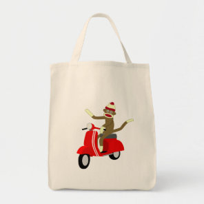 Sock Monkey Scooter Tote Bag