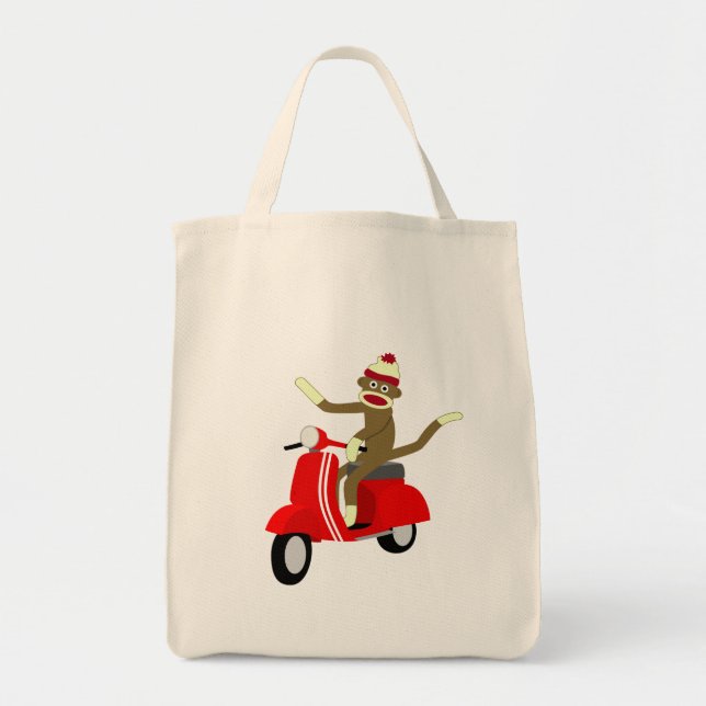 Sock Monkey Scooter Tote Bag (Front)
