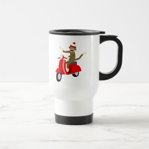 Sock Monkey Scooter Travel Mug