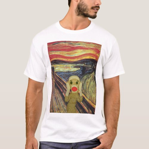 Sock Monkey Scream white T_shirt