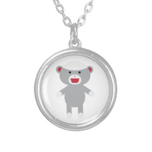 Sock Monkey Silver Plated Necklace