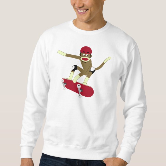 Sock Monkey Skateboarder Sweatshirt (Front)