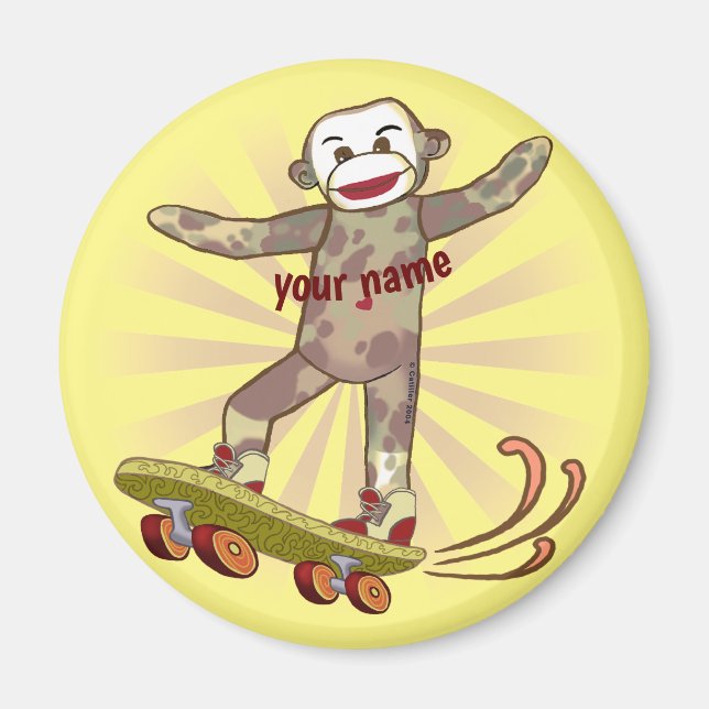 Sock Monkey Skater  magnet (Front)