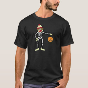Sock Monkey Skeleton Halloween T-Shirt