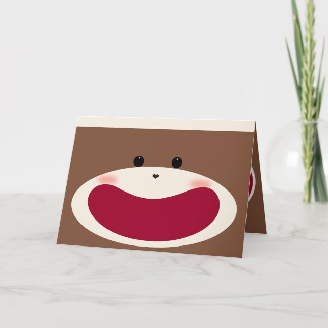 Sock Monkey Smile(Boy)  Letterpress Thank You Card (Front)