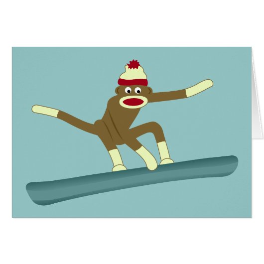 Sock Monkey Snowboarder Cards (Front Horizontal)