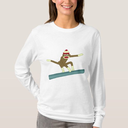 Sock Monkey Snowboarder T_Shirt