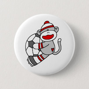 Sock Monkey Soccer Button