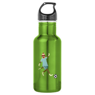 Sock Monkey Soccer Player Water Bottle