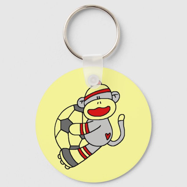 Sock Monkey Soccer Tshirts and Gifts Keychain (Front)