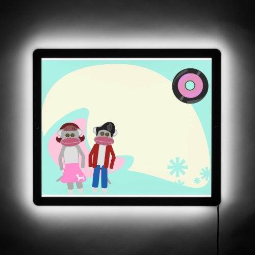 Sock Monkey Sock Hop Time Cute Cartoon Art