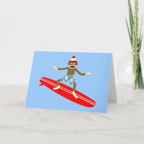 Sock Monkey Surfer Card