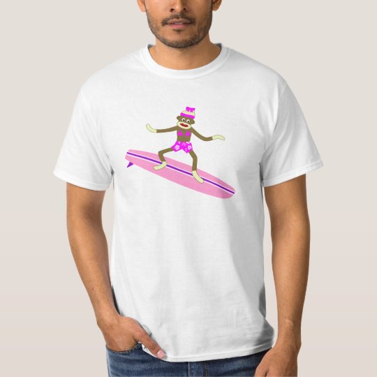 Sock Monkey Surfer Girl T-Shirt