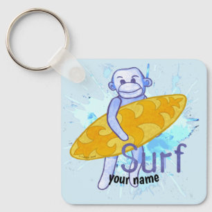 Sock Monkey Surfer keychain