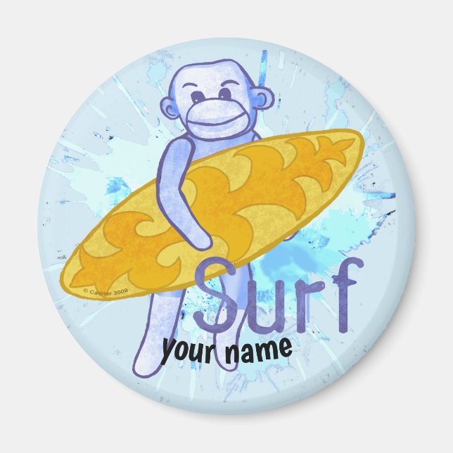 Sock Monkey Surfer  magnet (Front)