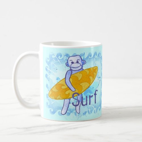 Sock Monkey Surfer mug