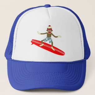 Sock Monkey Surfer Trucker Hat