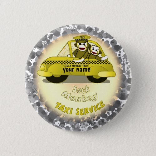 Sock Monkey Taxi custom name Button