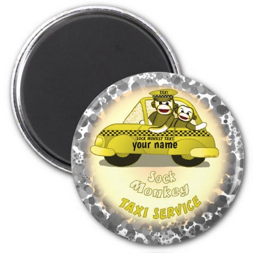 Sock Monkey Taxi custom name Magnet