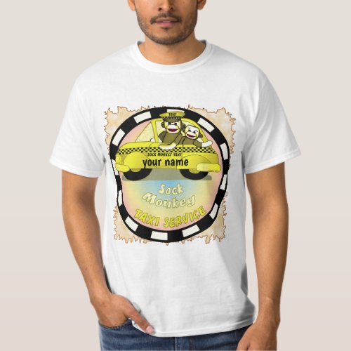 Sock Monkey Taxi custom name T_Shirt