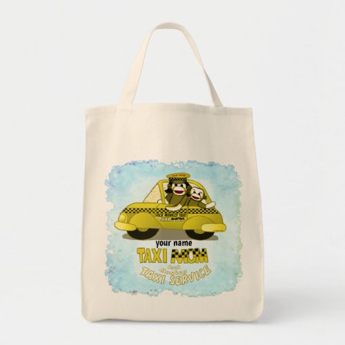 Sock Monkey Taxi Mom custom name Tote Bag