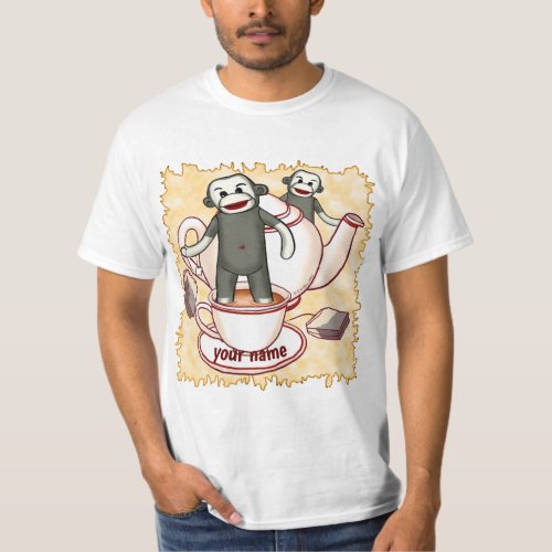 Sock Monkey Teapot custom name T_Shirt
