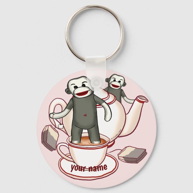 Sock Monkey Teapot  keychain (Front)