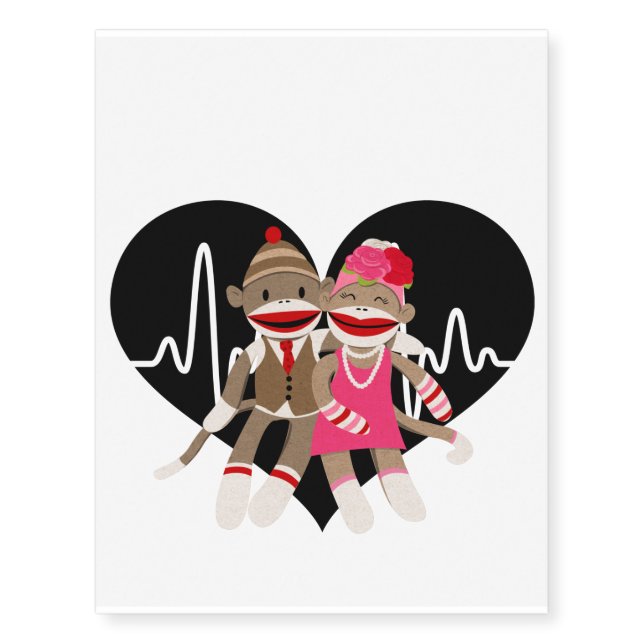 Sock Monkey Temporary Tattoos (Front)