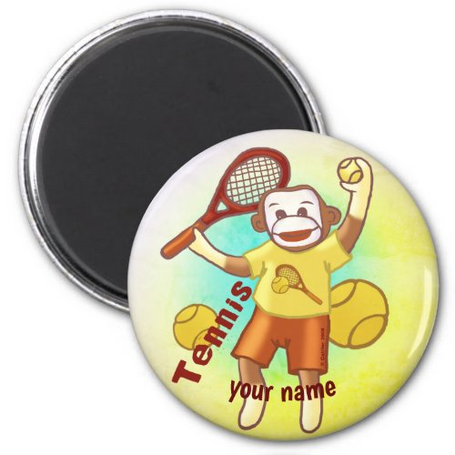 Sock Monkey Tennis custom name Magnet