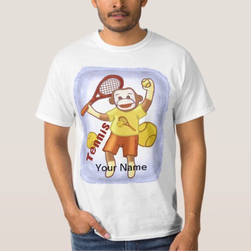 Sock Monkey Tennis custom name t_shirt