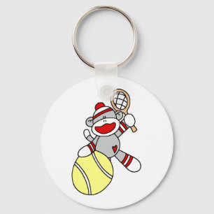 Sock Monkey Tennis Keychain
