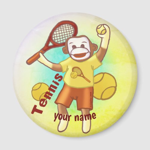 Sock Monkey Tennis magnet