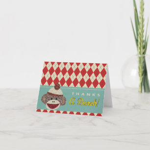 Sock Monkey Thank you Cards