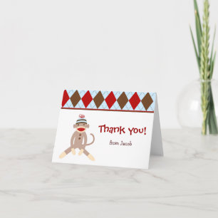 Sock Monkey Thank you note cards