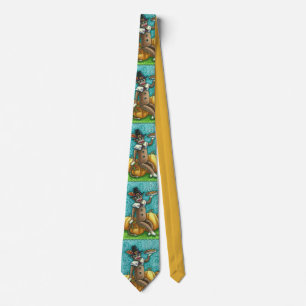 SOCK MONKEY THANKSGIVING AND PUMPKIN PIE NECK TIE