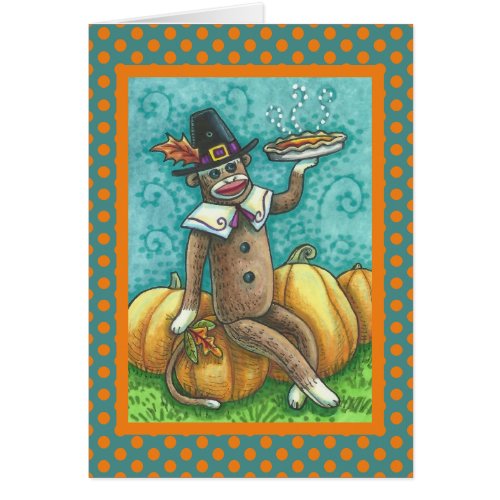 SOCK MONKEY THANKSGIVING GREETING CARD Verse