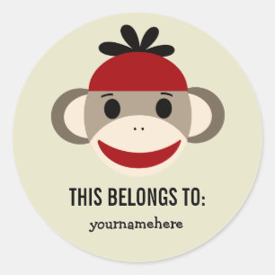 Sock Monkey THIS BELONGS TO Stickers