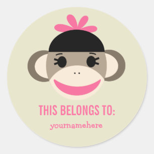 Sock Monkey THIS BELONGS TO Stickers