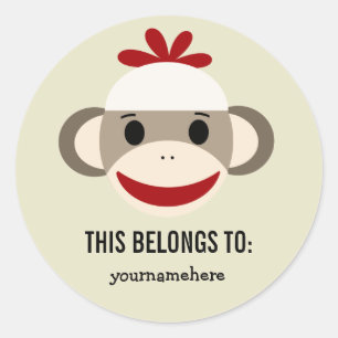 Sock Monkey THIS BELONGS TO Stickers