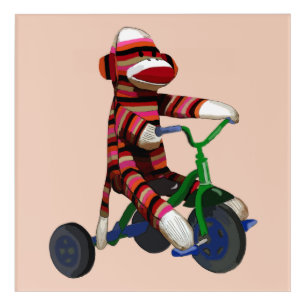 Sock Monkey Tricycle Acrylic Print